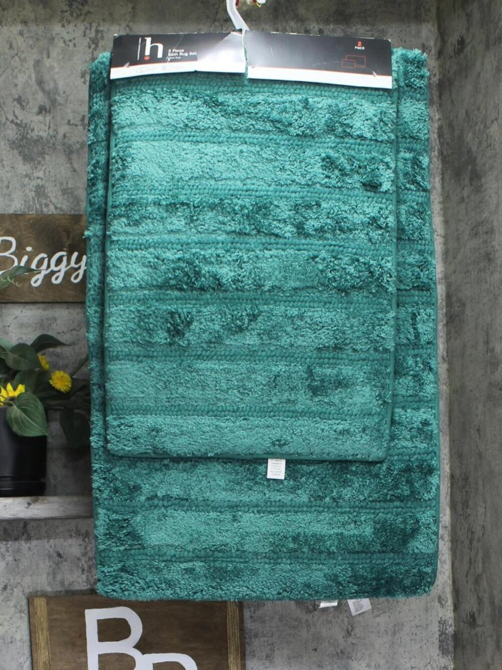 NWT Home Expressions Foam Padded Bath Rug Set Galapagos Green 2-Piece
